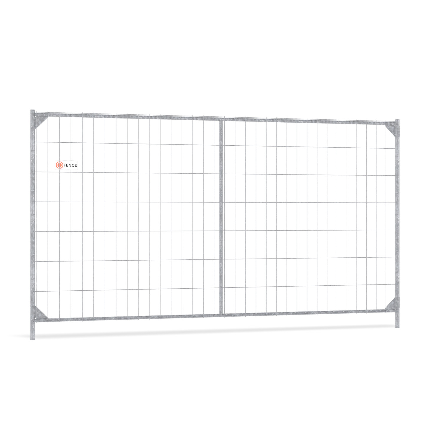 Bouwhek Standard XPlus van Q-Fence met middenbuis en hoekversteviging voor bouwplaatsen