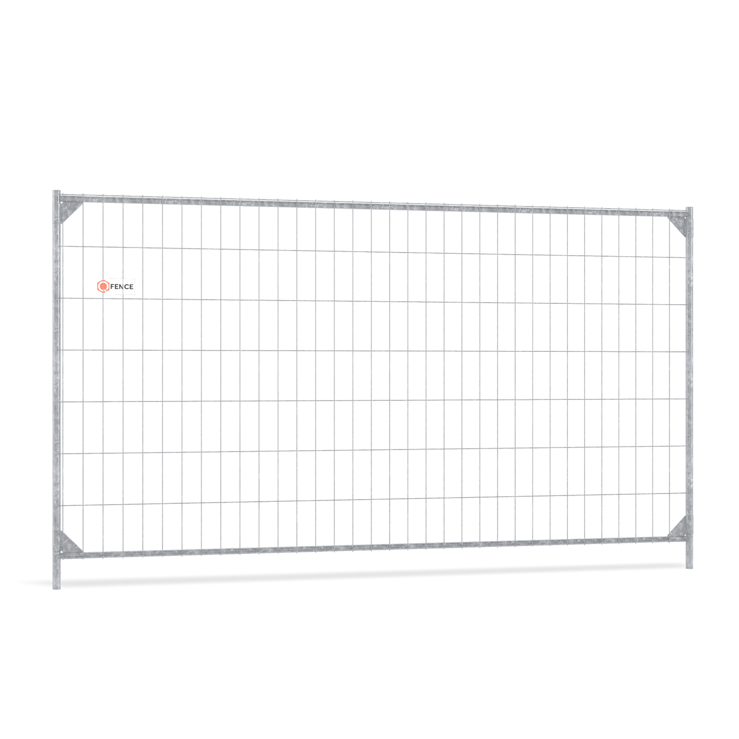 Bouwhek Standard X van Q-Fence met hoekversteviging en robuust frame voor bouwplaatsen
