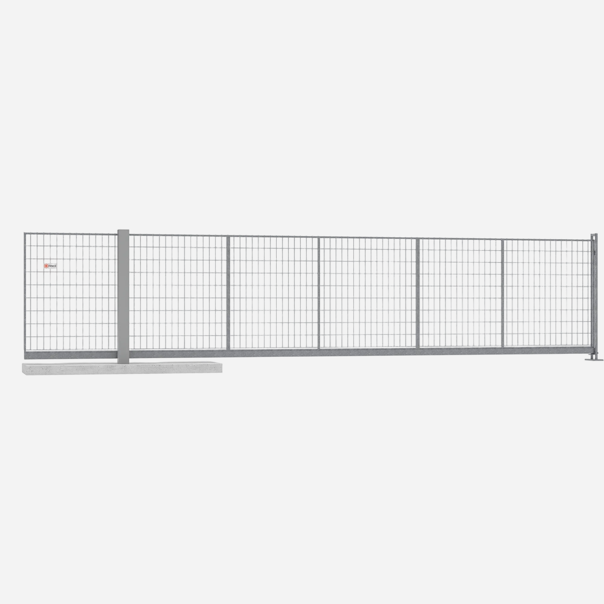 Q-Fence schuifpoort 6 meter handbediend aluminium prefab fundatie bouwplaats